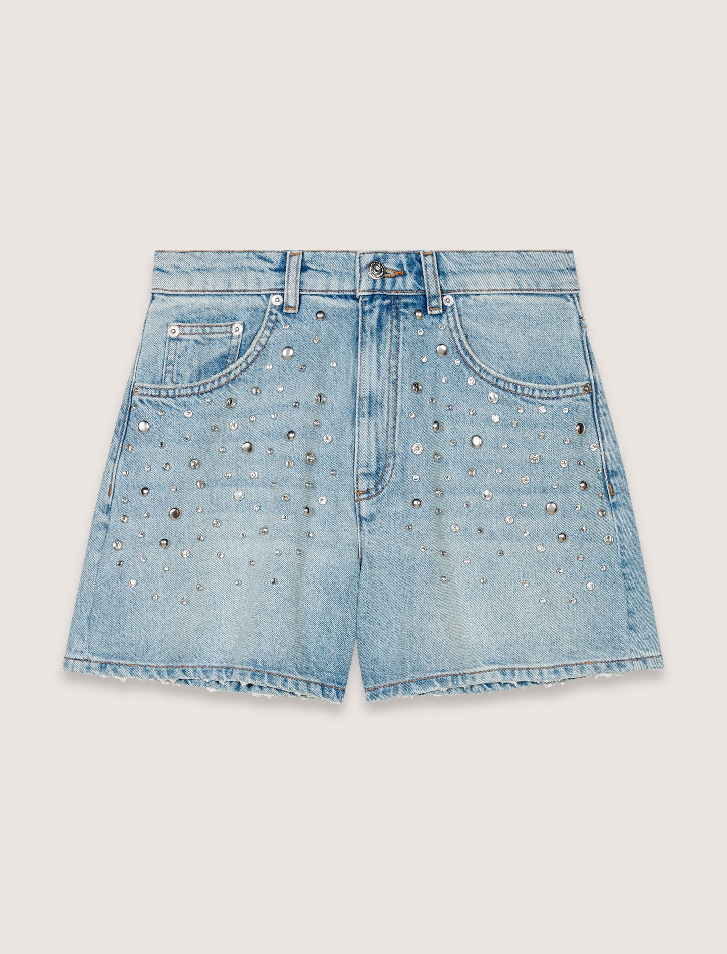 Blue-Studded denim shorts
