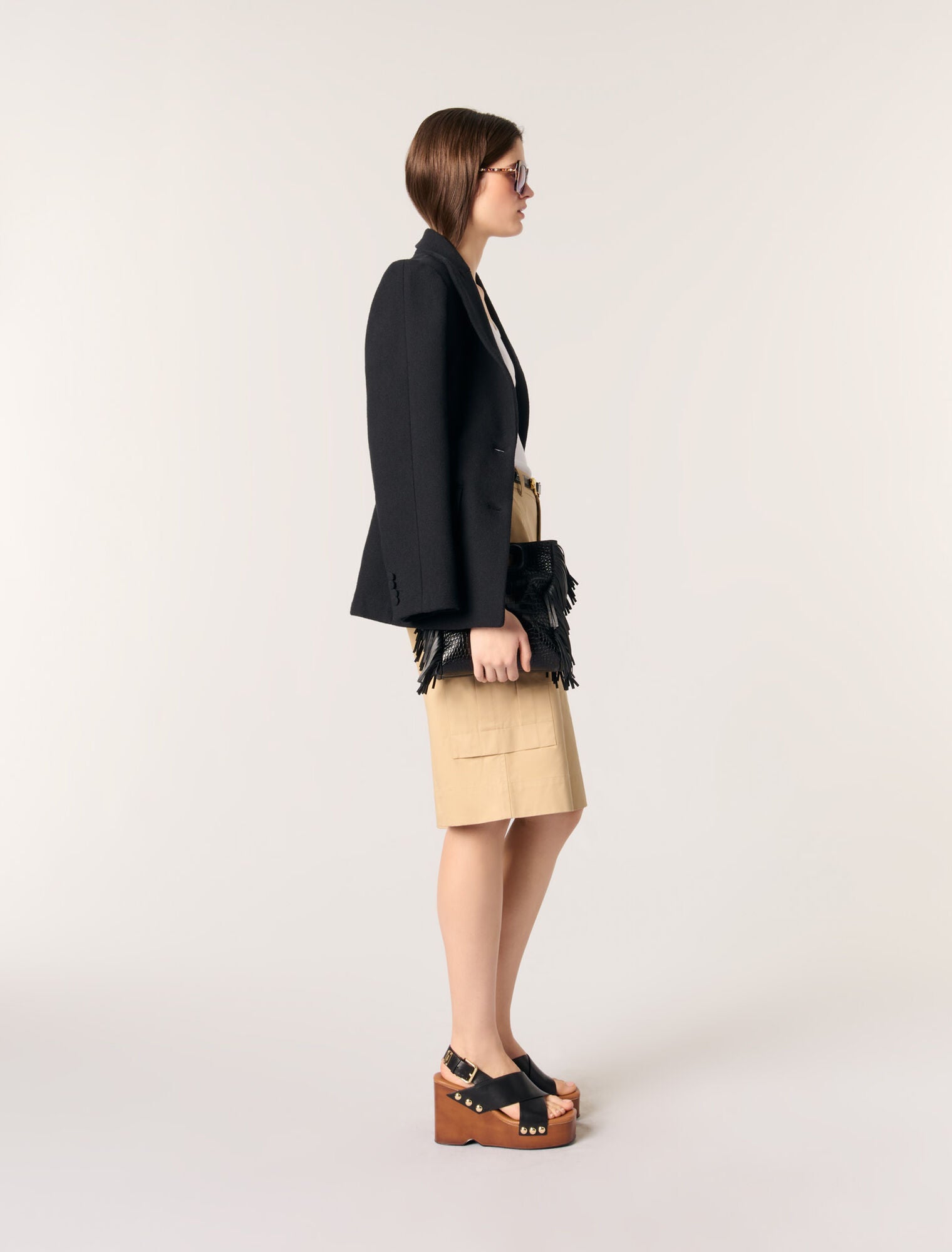 Beige-Cotton Bermuda shorts