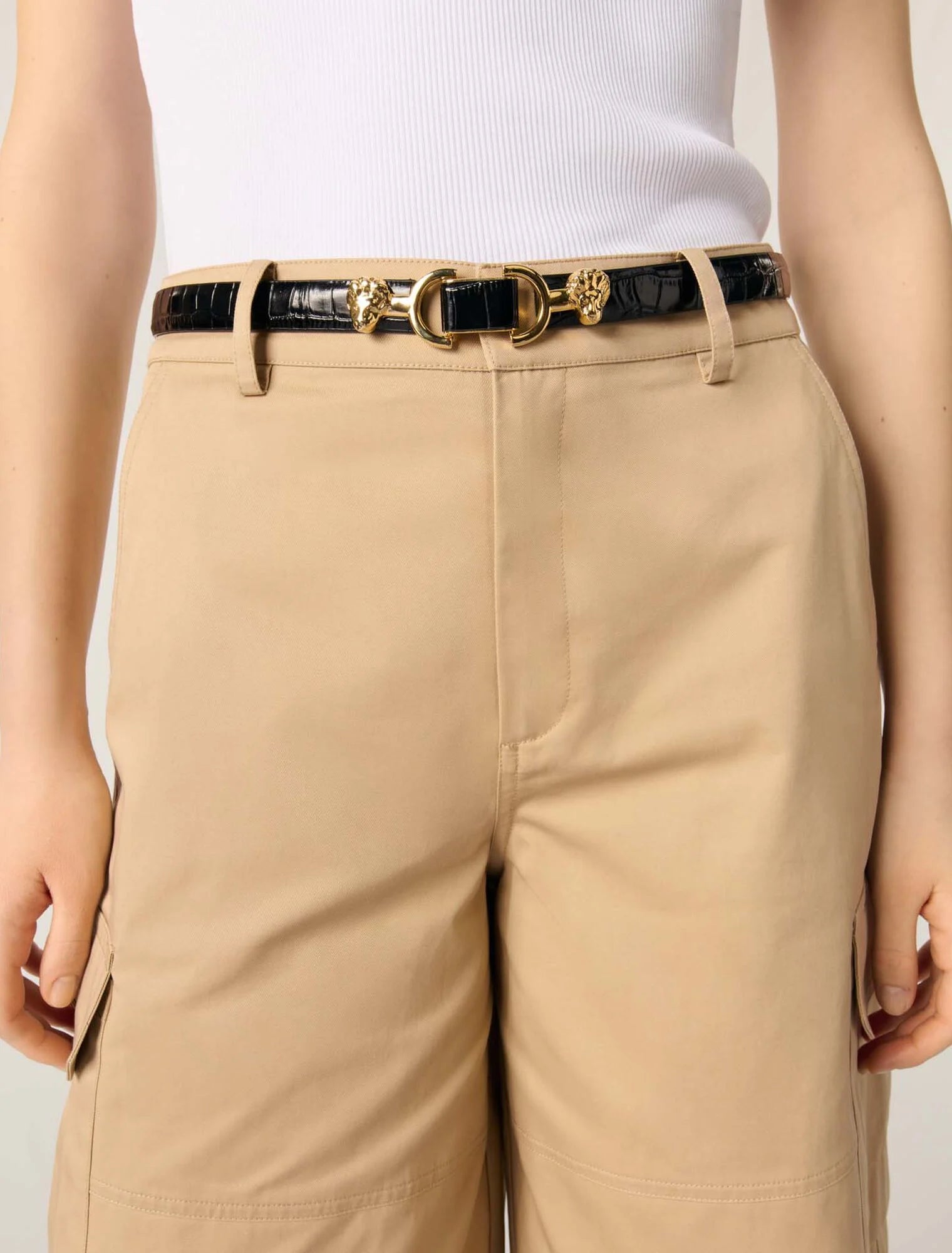 Beige-Cotton Bermuda shorts