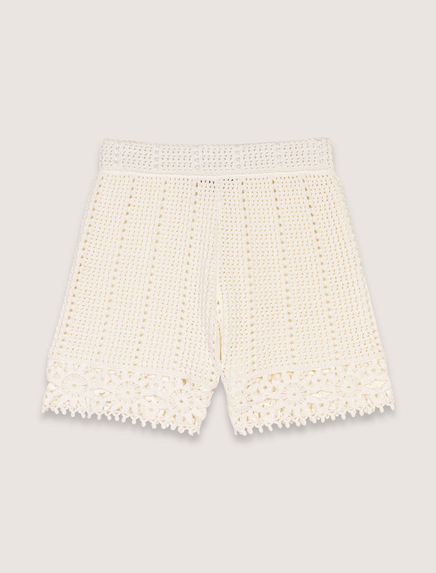 White-Crochet-knit shorts