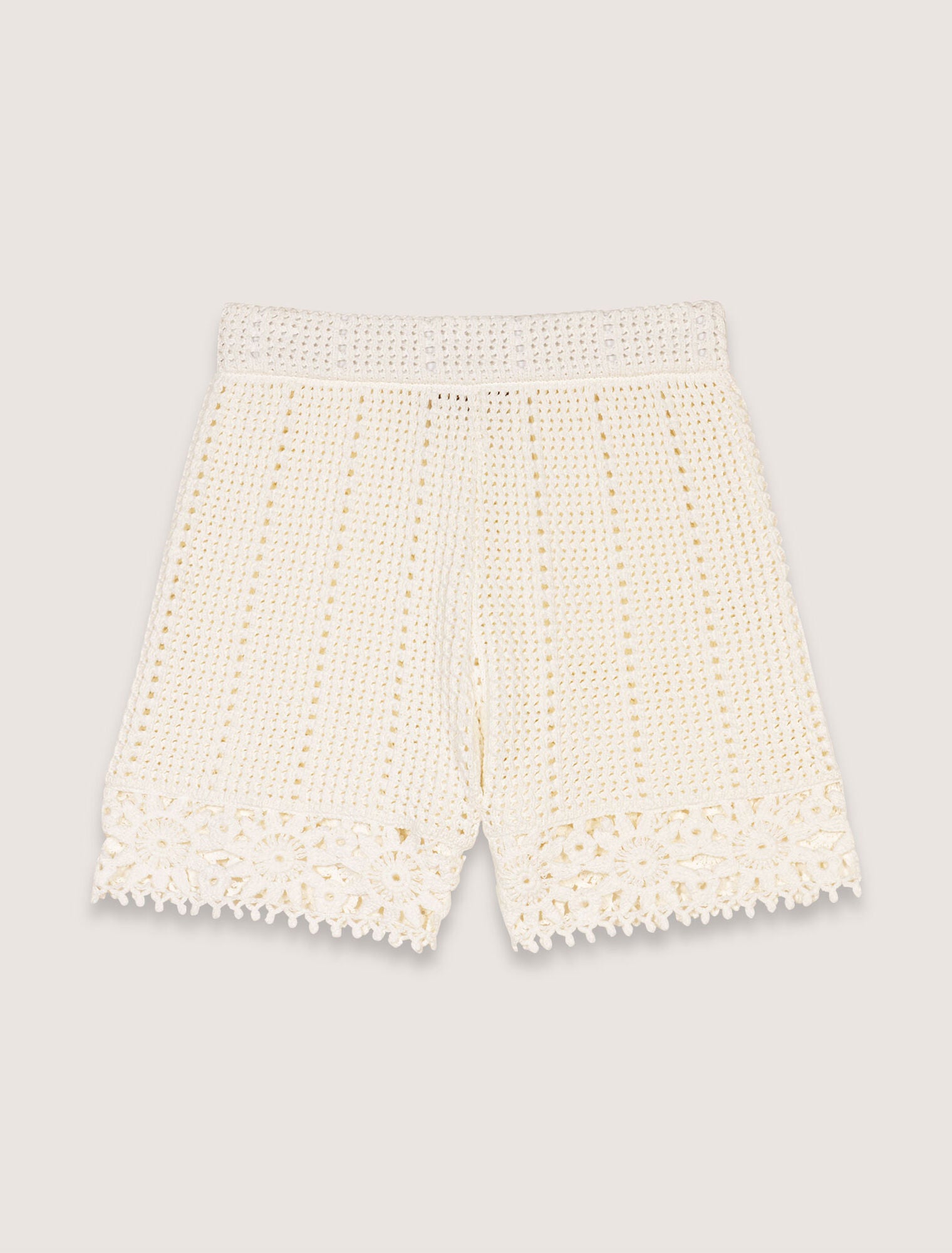 White-Crochet-knit shorts