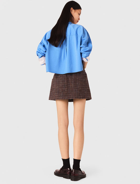 Tweed shorts with elasticated waistband Brown