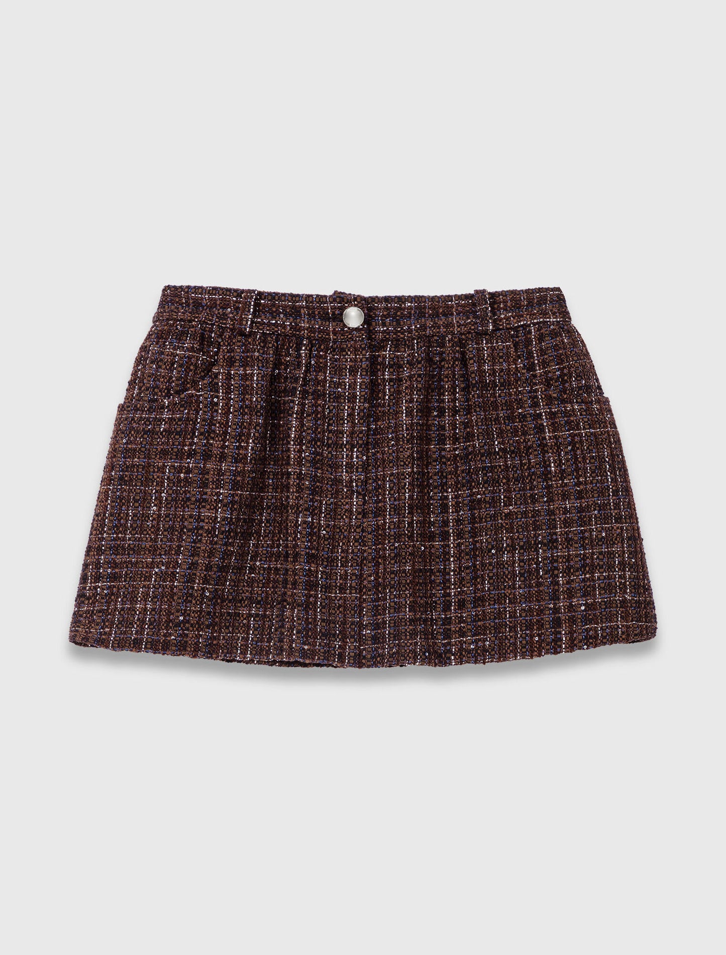Tweed shorts with elasticated waistband Brown