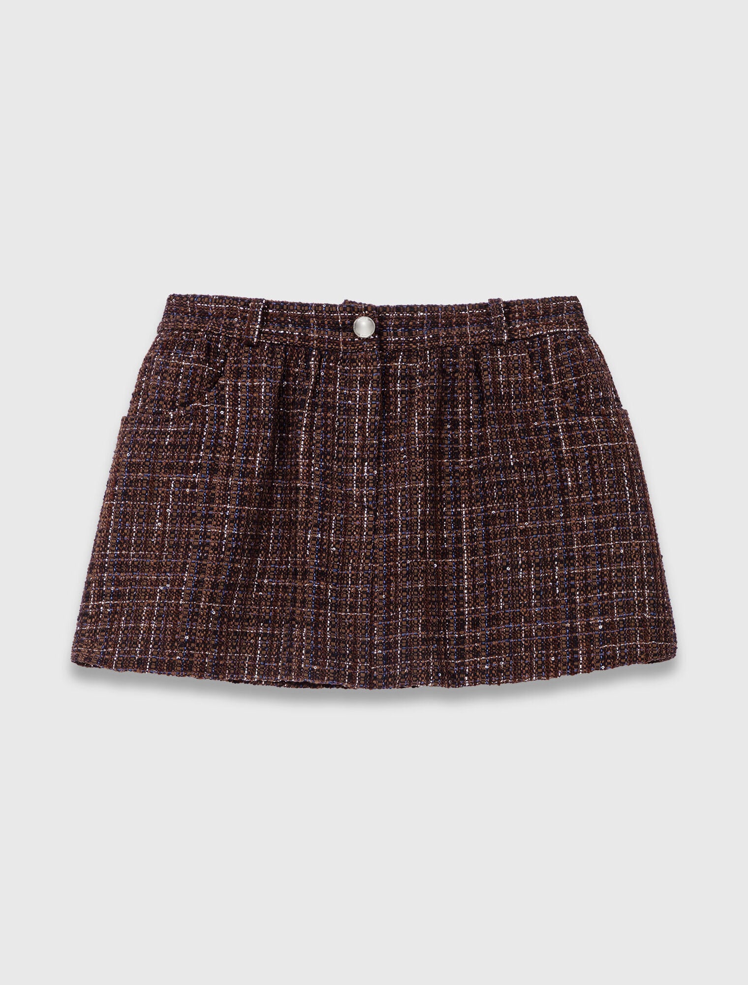 Tweed shorts with elasticated waistband Brown