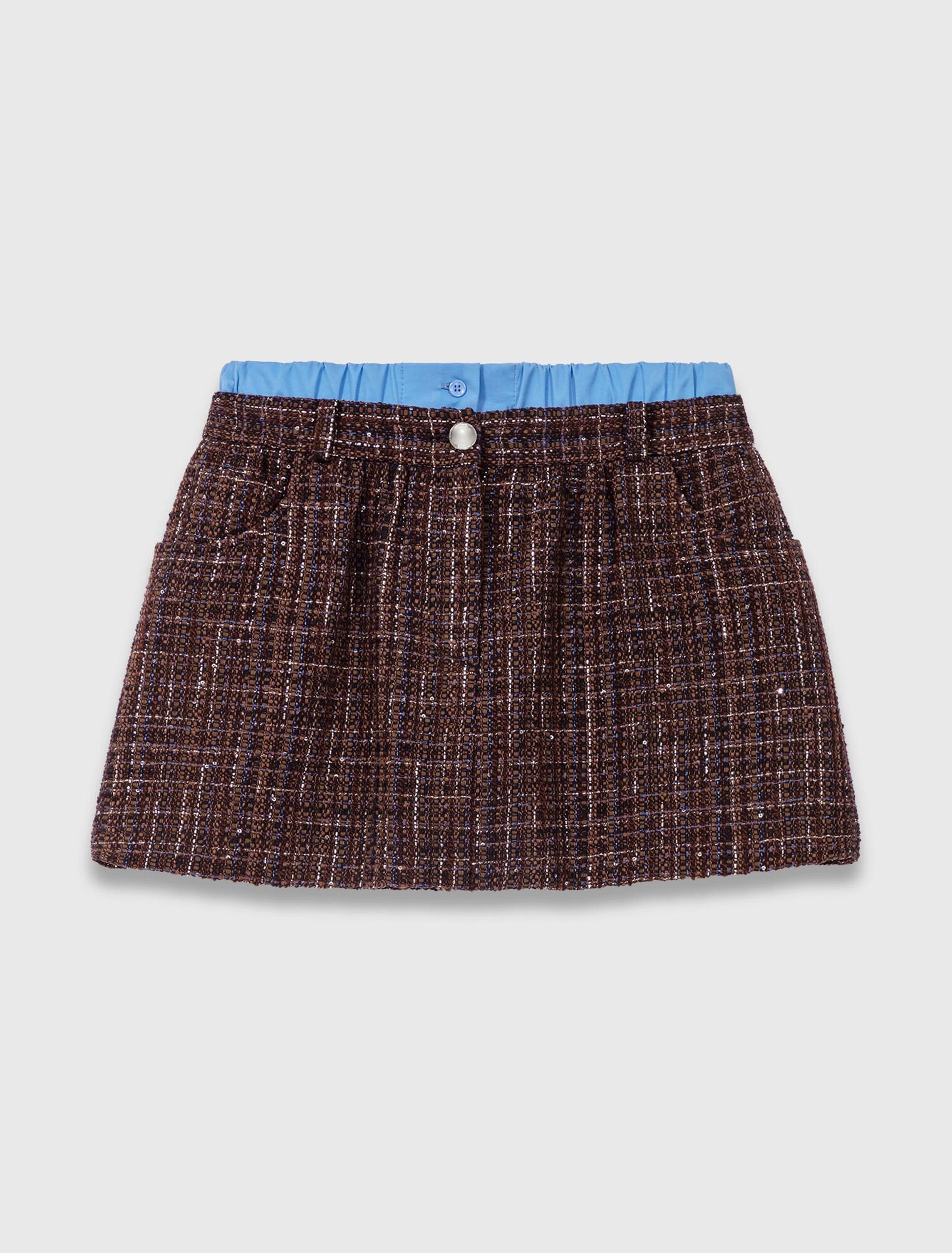 Tweed shorts with elasticated waistband Brown