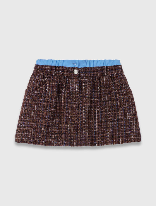 Tweed shorts with elasticated waistband Brown