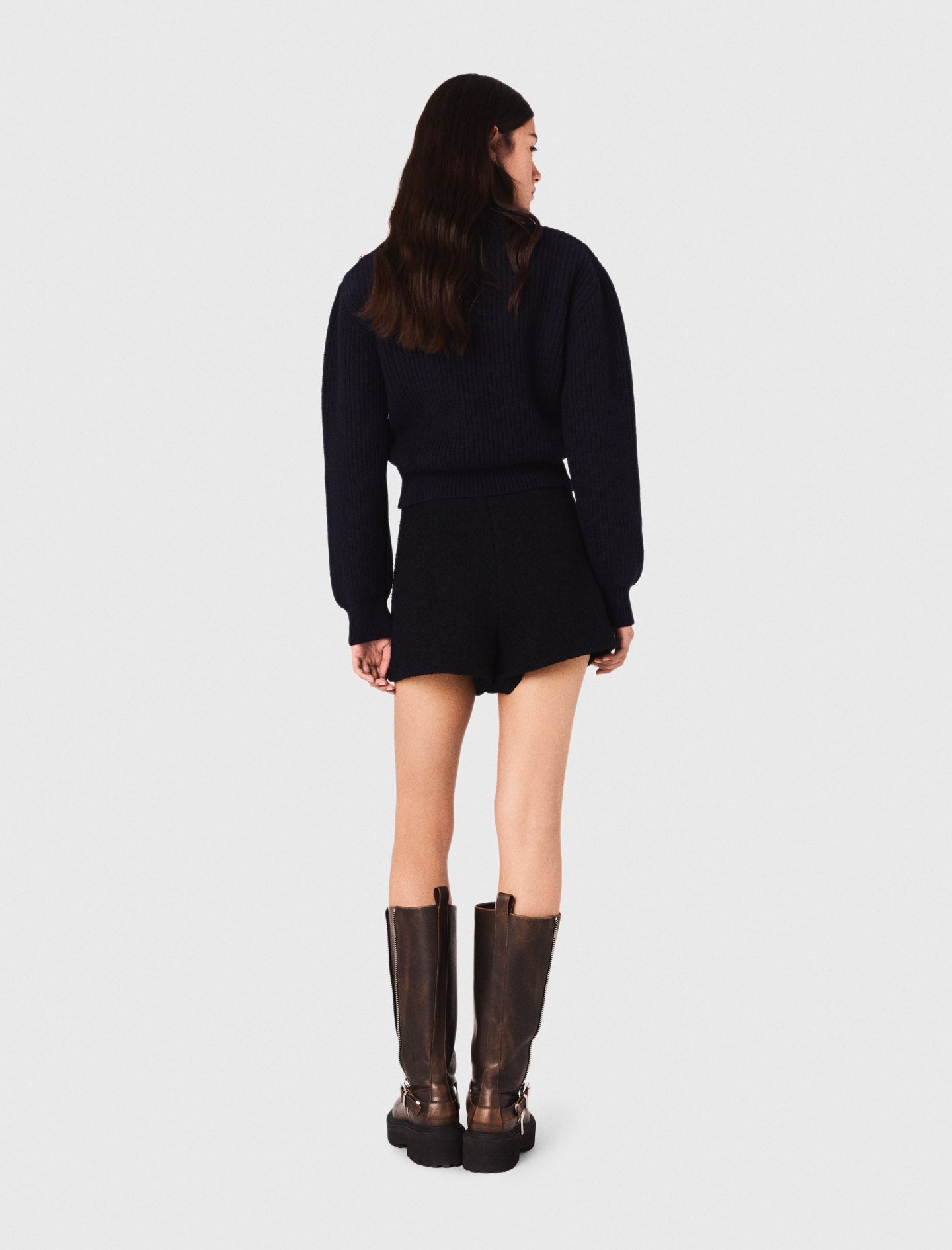 Tweed shorts with contrast band
