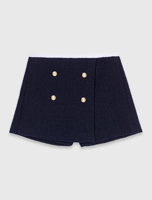 Tweed shorts with contrast band