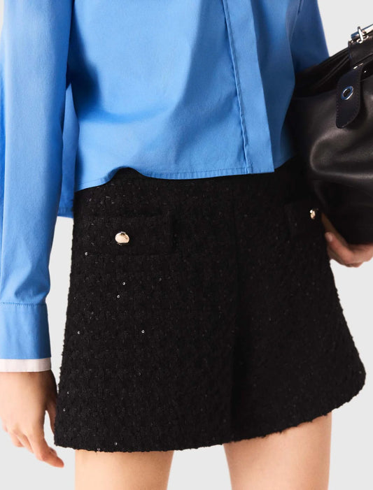 Rhinestone tweed shorts