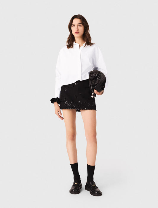 Embroidered skort Black