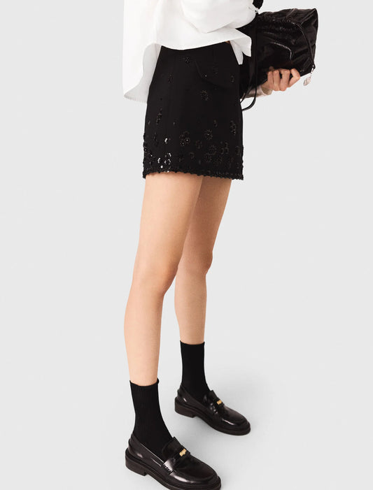 Embroidered skort Black