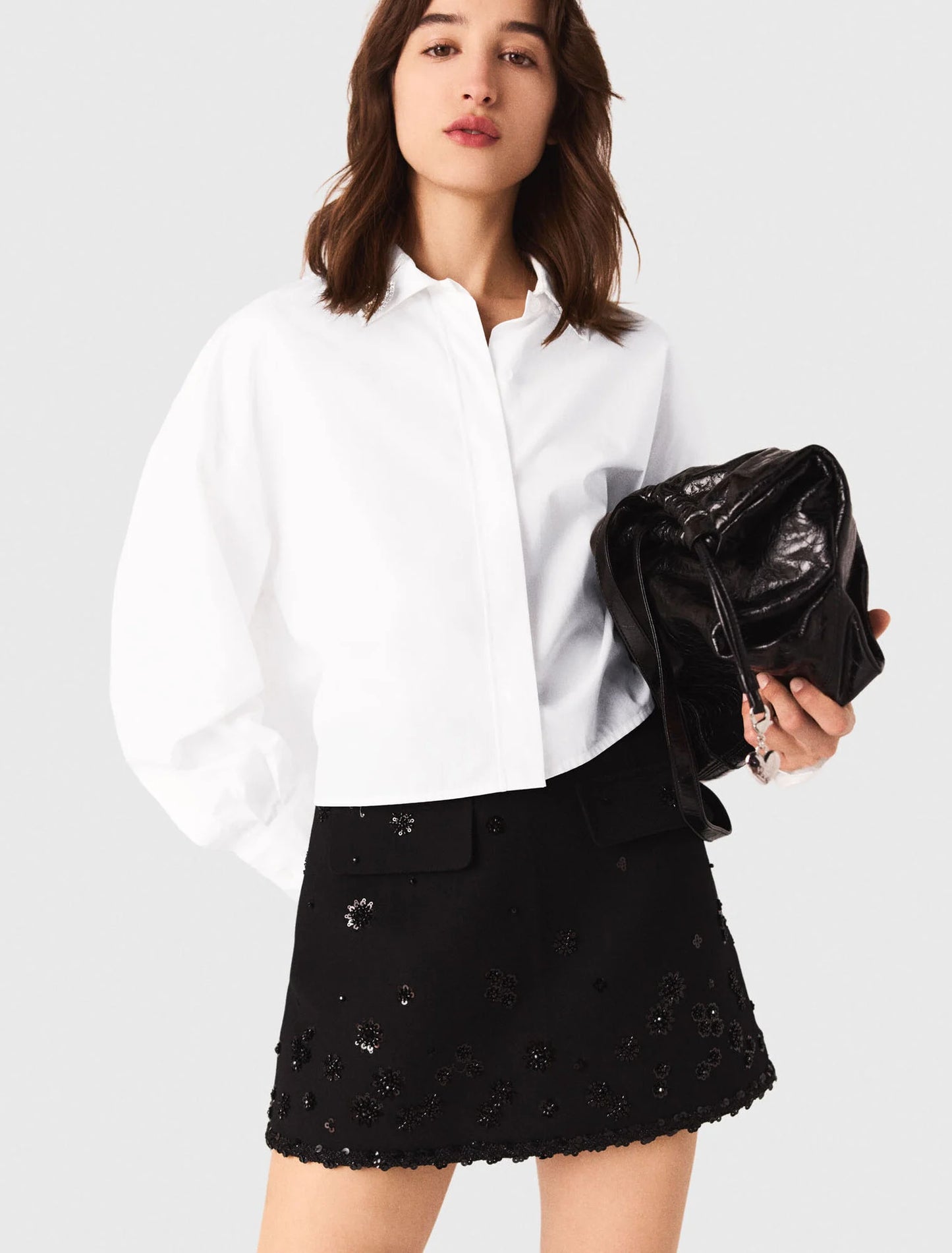 Embroidered skort Black