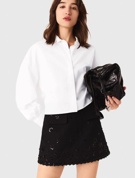 Embroidered skort Black