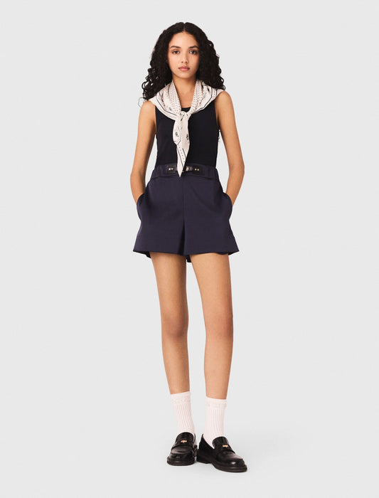 Satin-Effect Shorts NAVY