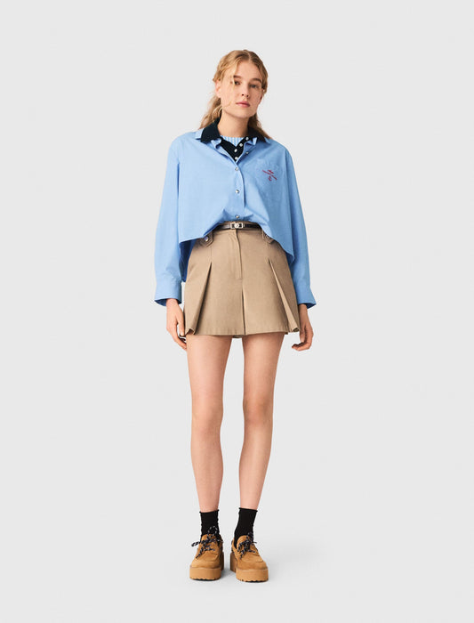 Pleated Cotton Shorts MASTIC BEIGE