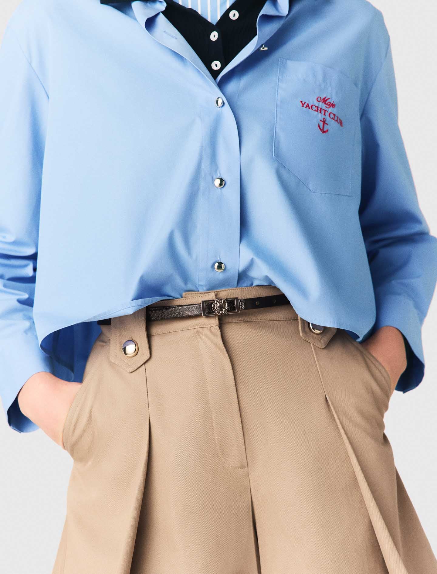 Pleated Cotton Shorts MASTIC BEIGE