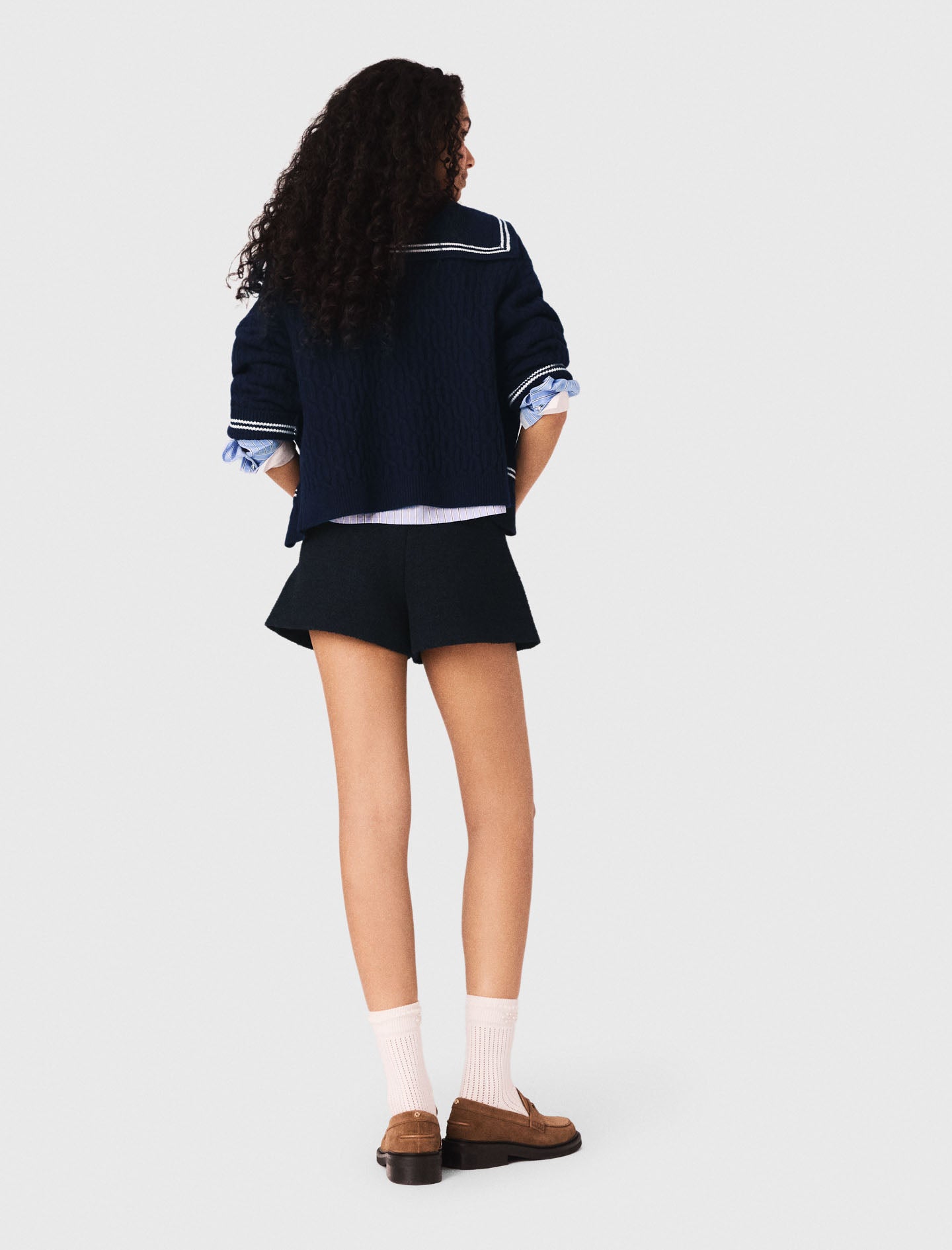 Tweed shorts with denim details