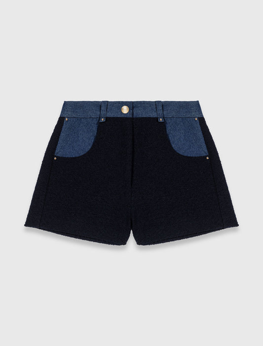 Tweed shorts with denim details
