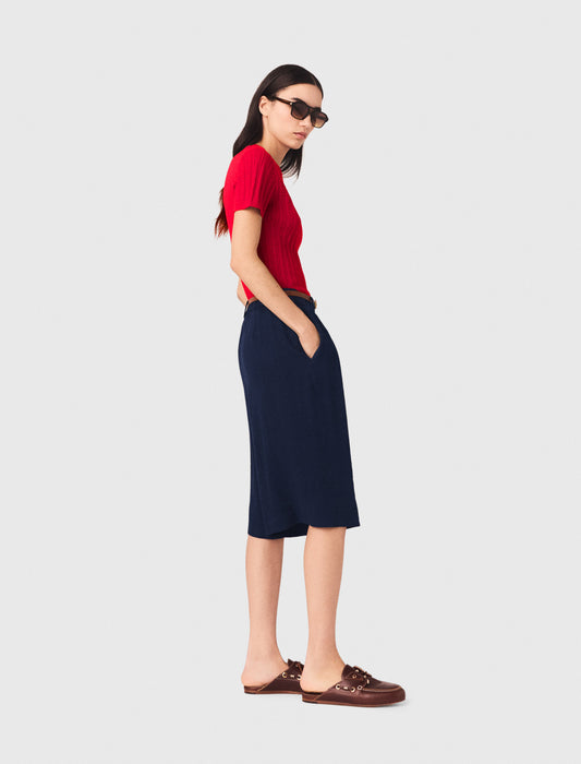 Linen Blend Bermuda Shorts Navy