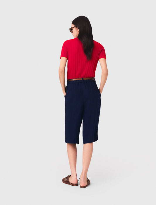 Linen Blend Bermuda Shorts Navy