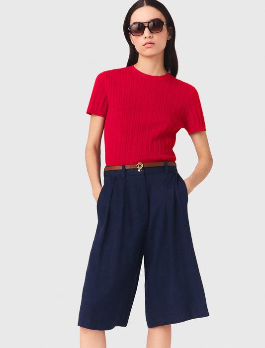Linen Blend Bermuda Shorts Navy