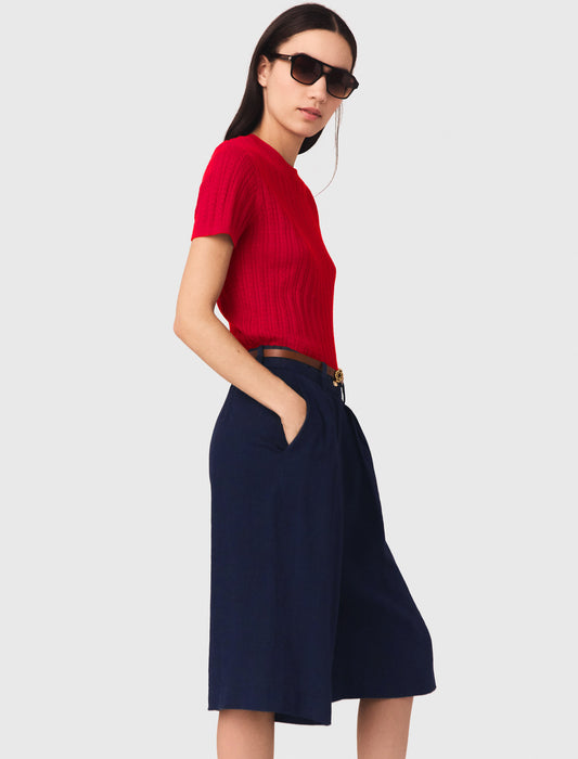 Linen Blend Bermuda Shorts Navy