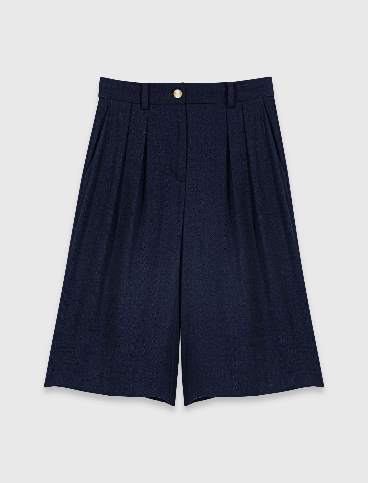 Linen Blend Bermuda Shorts Navy