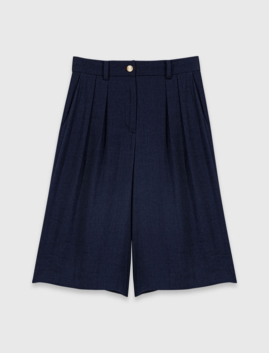 Linen Blend Bermuda Shorts Navy