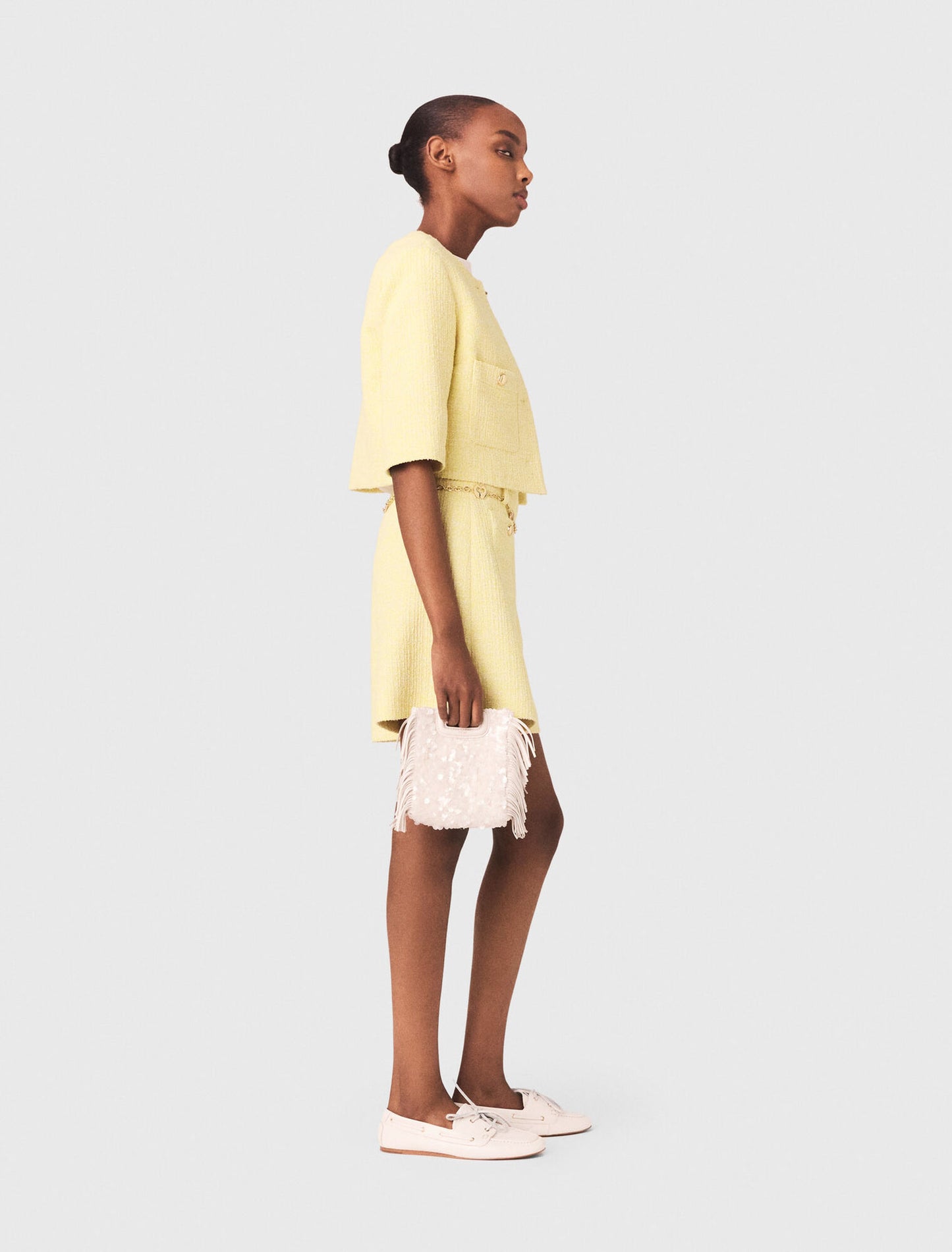 Tweed Shorts Pale Yellow