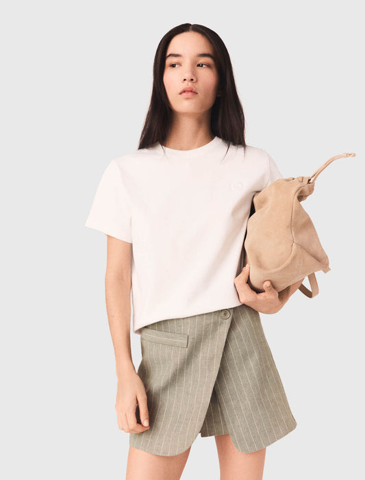 Layered Linen Blend Shorts Khaki