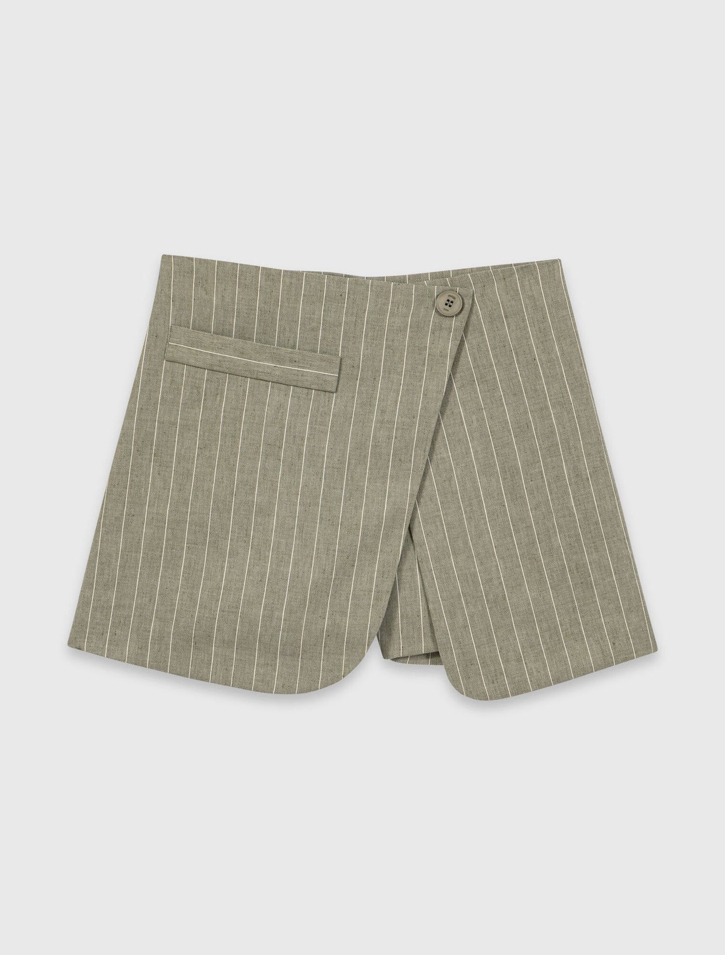 Layered Linen Blend Shorts Khaki