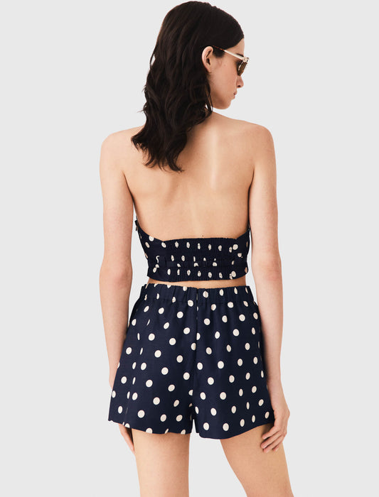 Linen blend skort Navy Dots Print