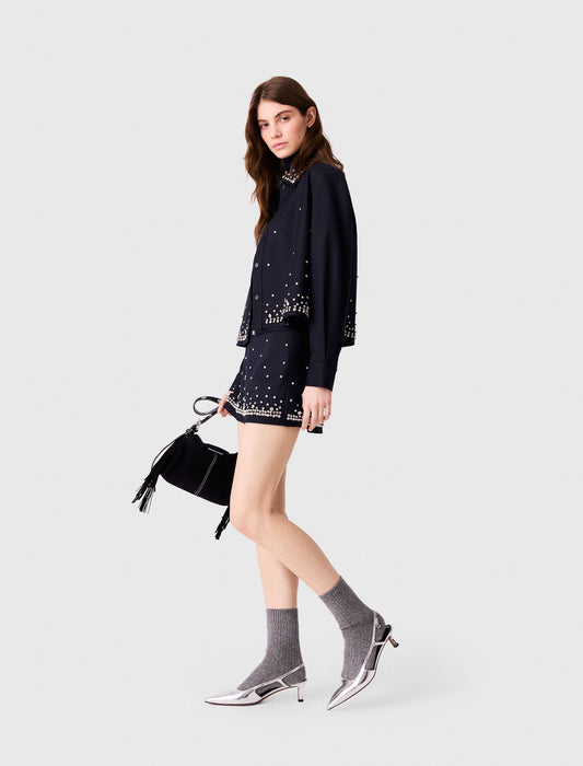 Rhinestone layered skort Navy