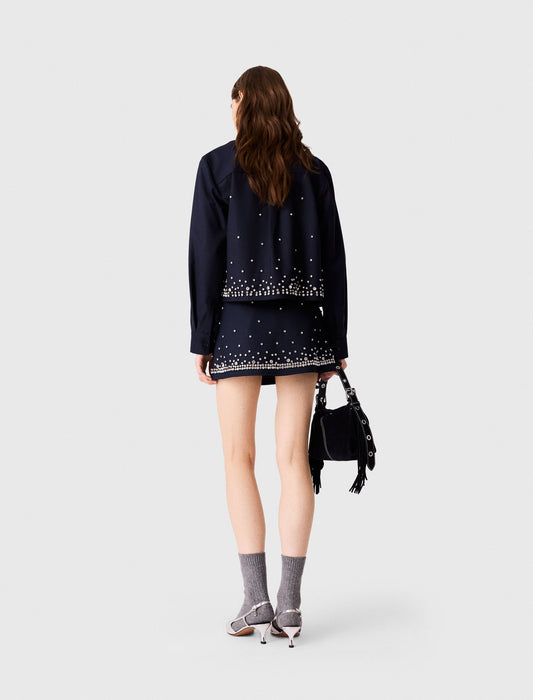 Rhinestone layered skort Navy