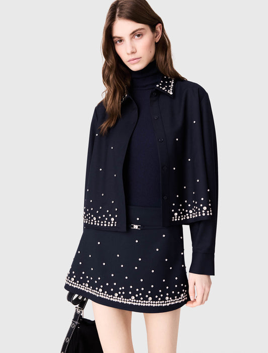 Rhinestone layered skort Navy