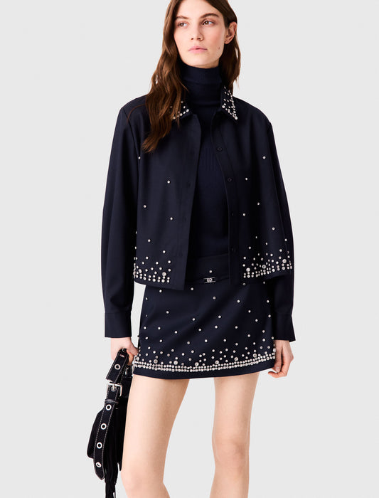 Rhinestone layered skort Navy