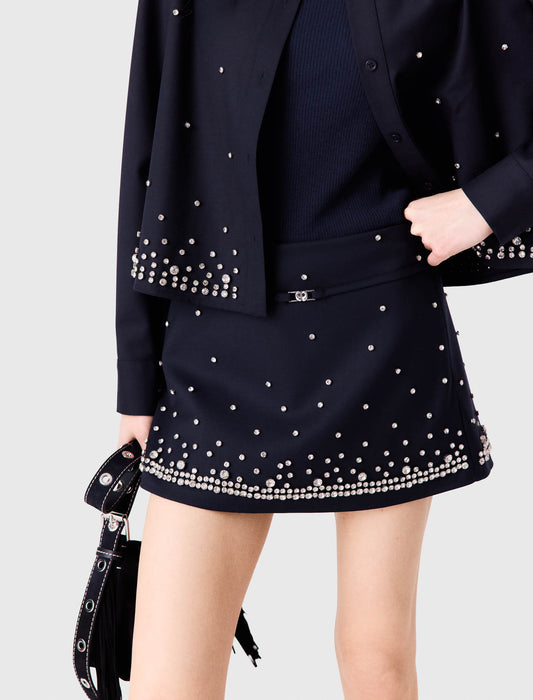 Rhinestone layered skort Navy