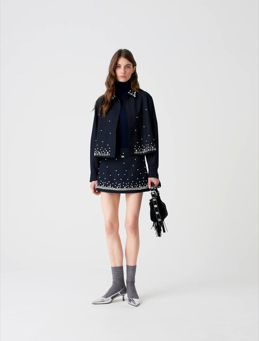 Rhinestone layered skort Navy