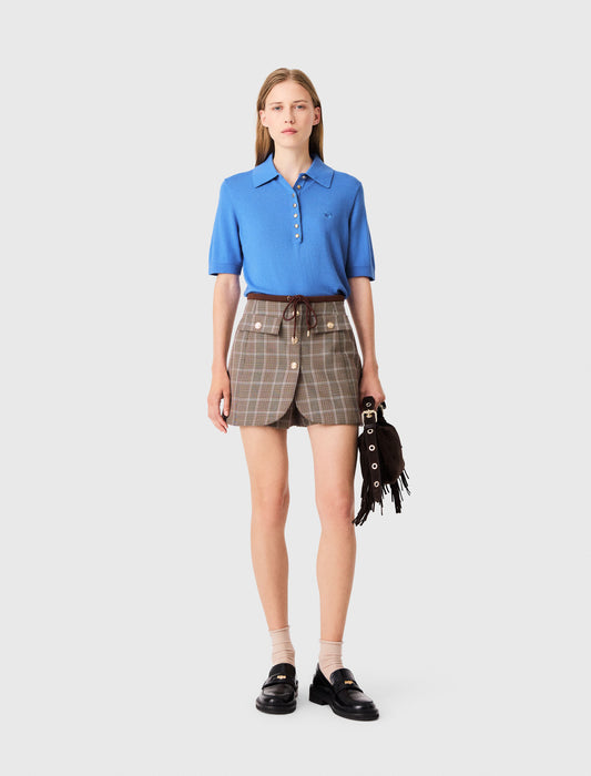Layered-effect suit shorts Brown