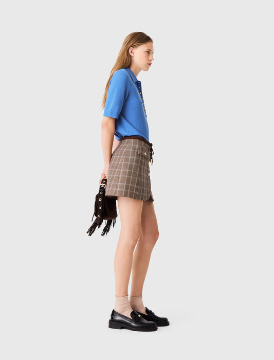 Layered-effect suit shorts Brown