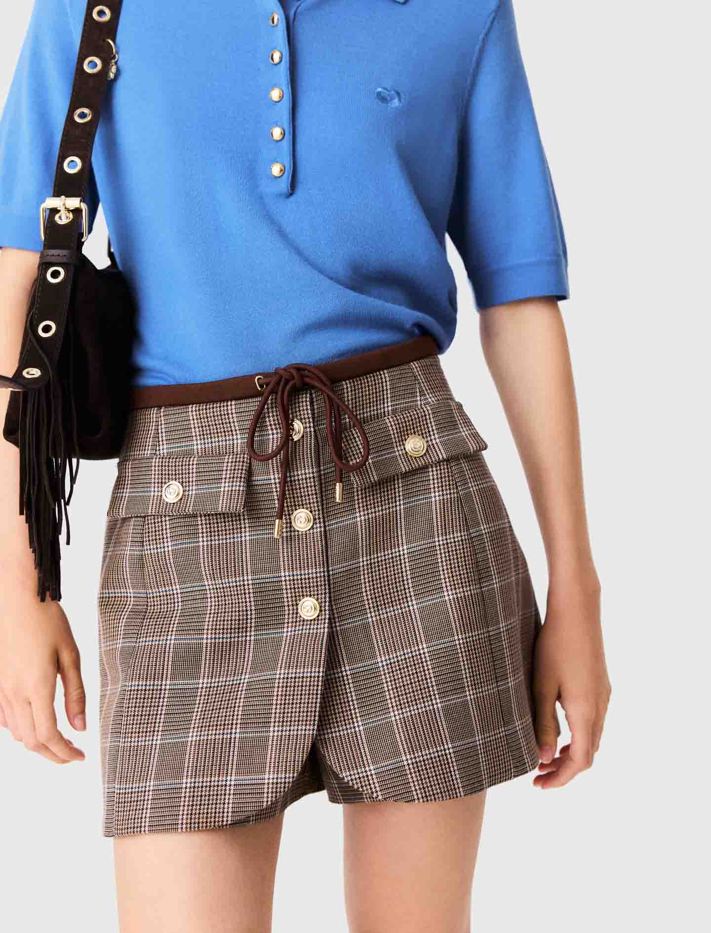 Layered-effect suit shorts Brown