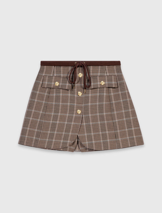 Layered-effect suit shorts Brown