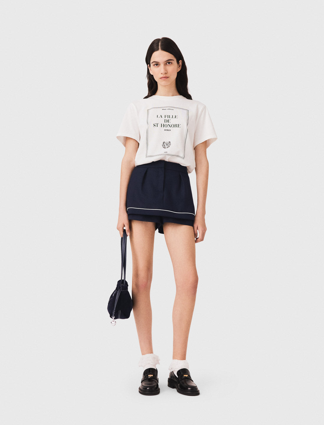 Layered-effect suit shorts Navy