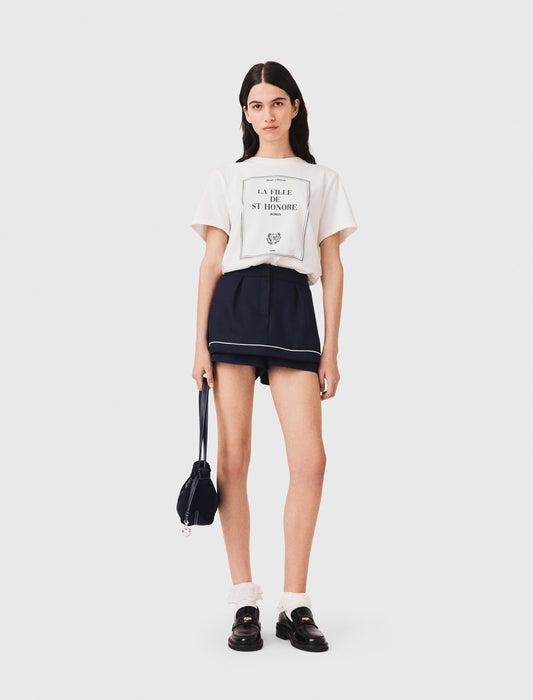Layered-effect suit shorts Navy