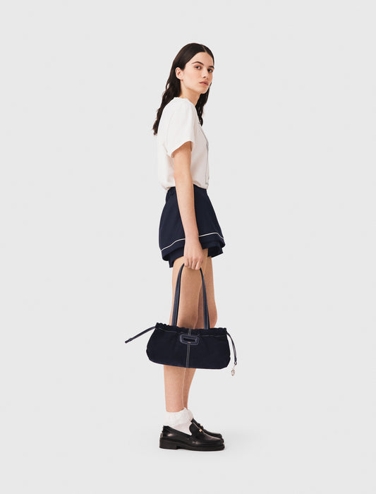 Layered-effect suit shorts Navy