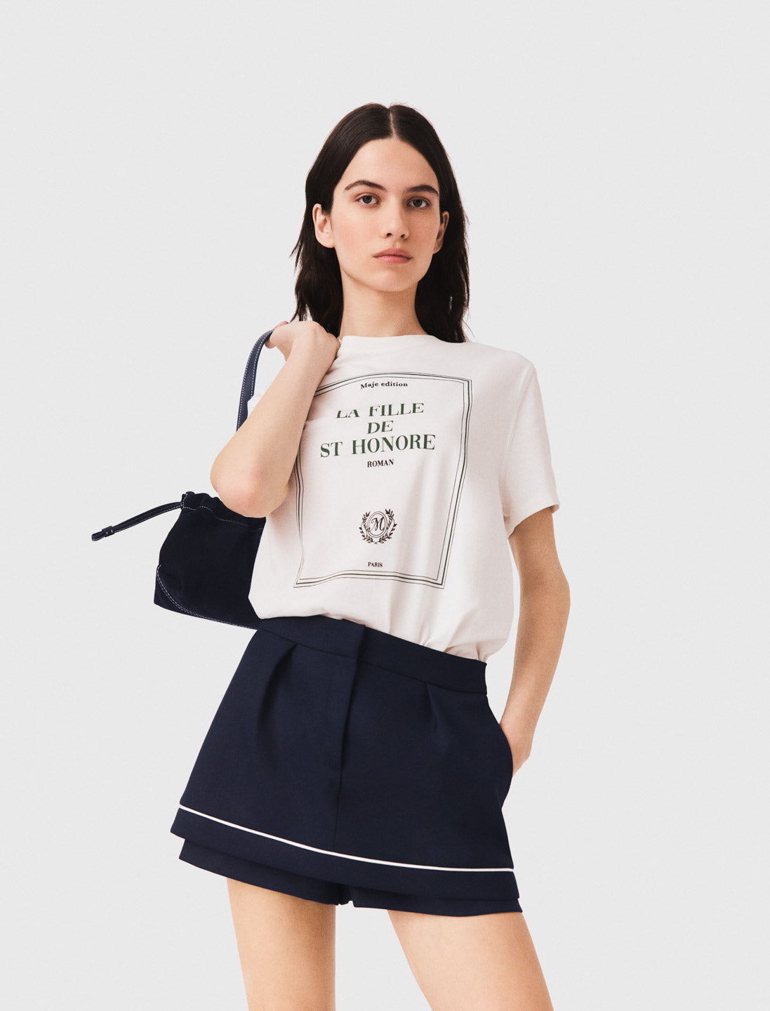 Layered-effect suit shorts Navy
