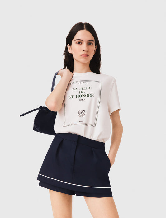 Layered-effect suit shorts Navy