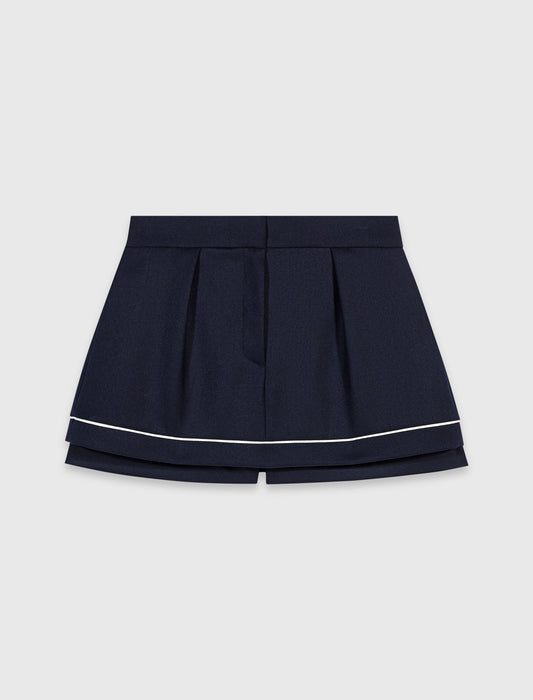 Layered-effect suit shorts Navy