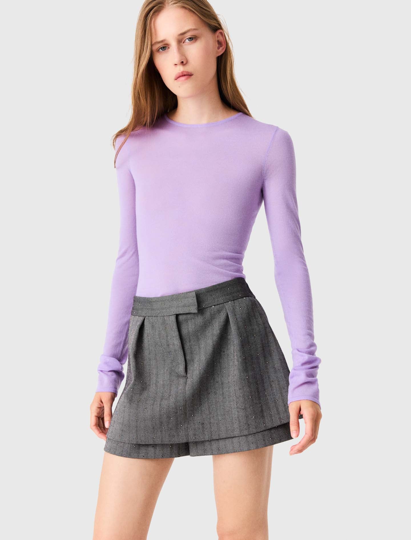 Rhinestone tailored skort Grey