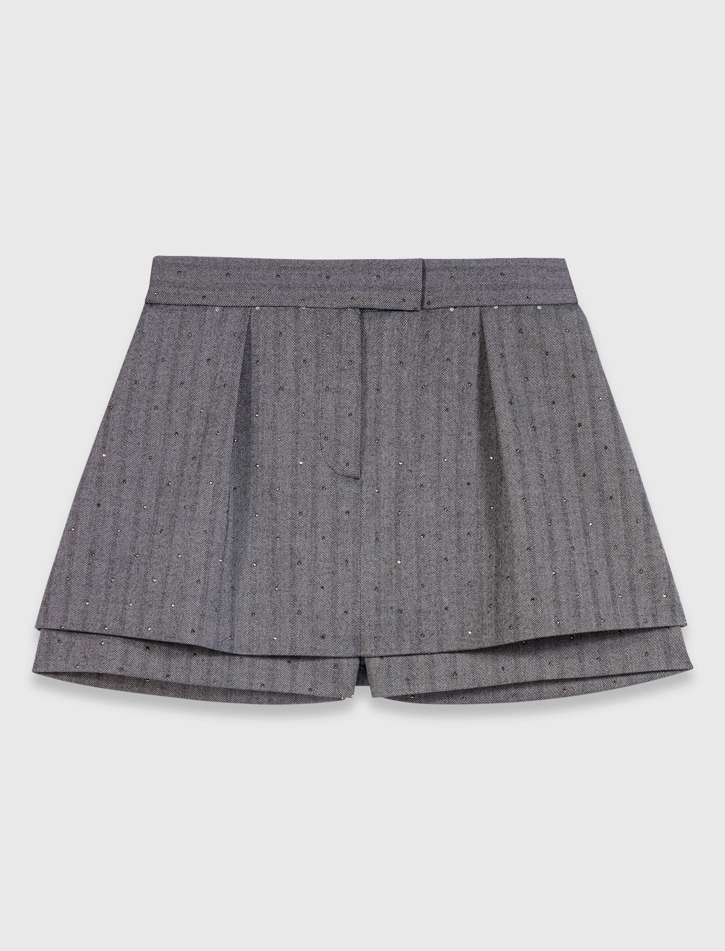Rhinestone tailored skort Grey